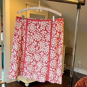 Boden Pink/Coral and White Floral Cotton Skirt - Size 10 US